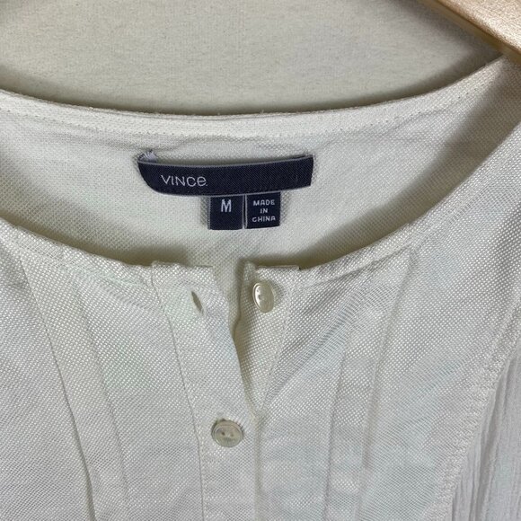 Vince Yoke Front Black Trapunto Tunic Top in White- Medium - Picture 4 of 9